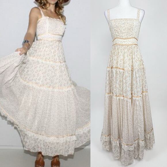 Gunne Sax | Dresses | Vintage Gunne Sax Calico Floral Prairie Maxi ...